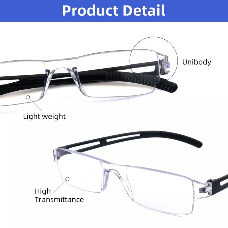 Ryegis Pack 4 Rimless Reading Glasses,Blue Light Clear Frames Reader Lightweight for Men and Women 3.5 - Image 3